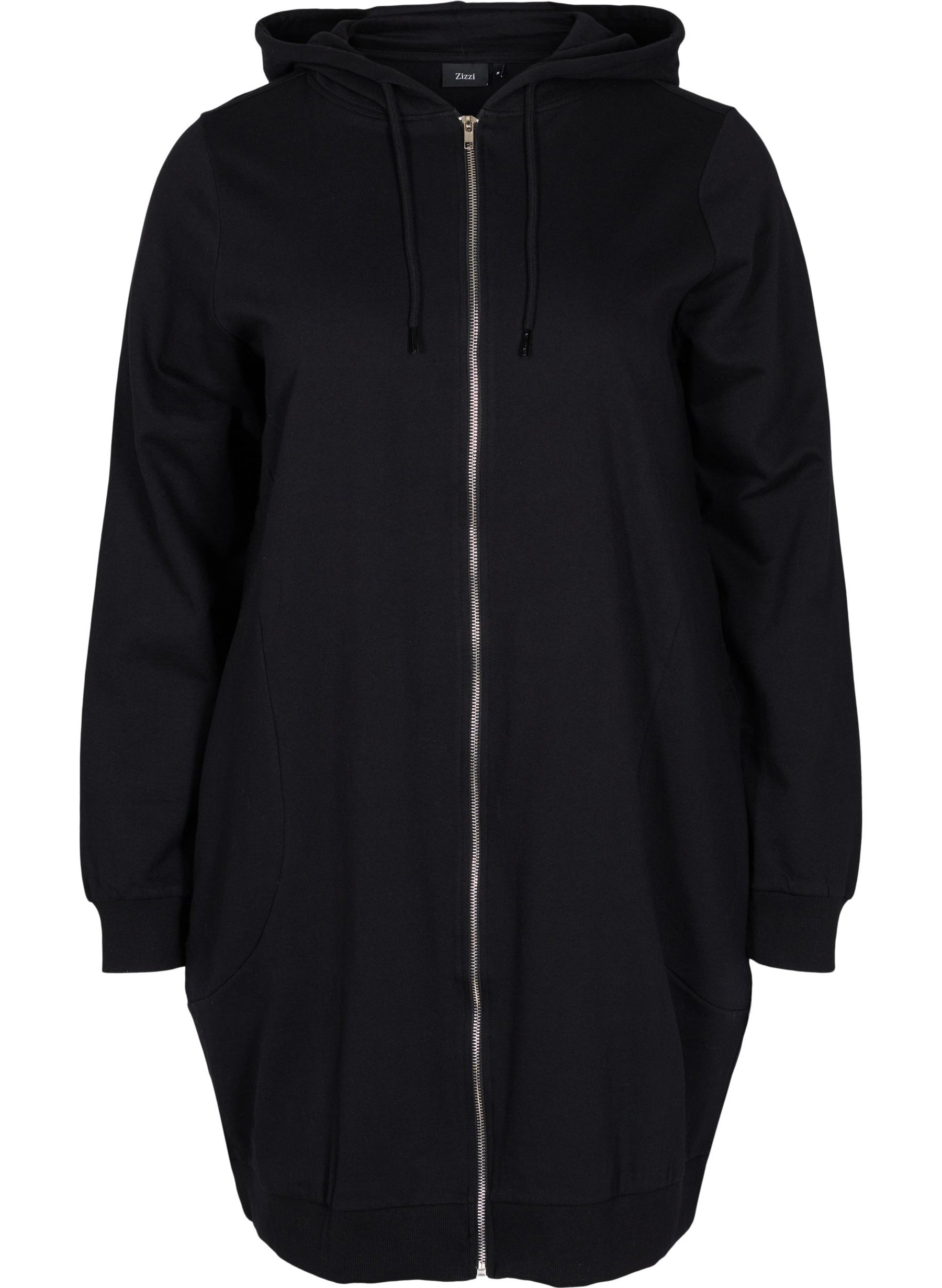 Zizzi Shelly Longline Hoodie in Black