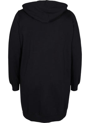 Zizzi Shelly Longline Hoodie in Black