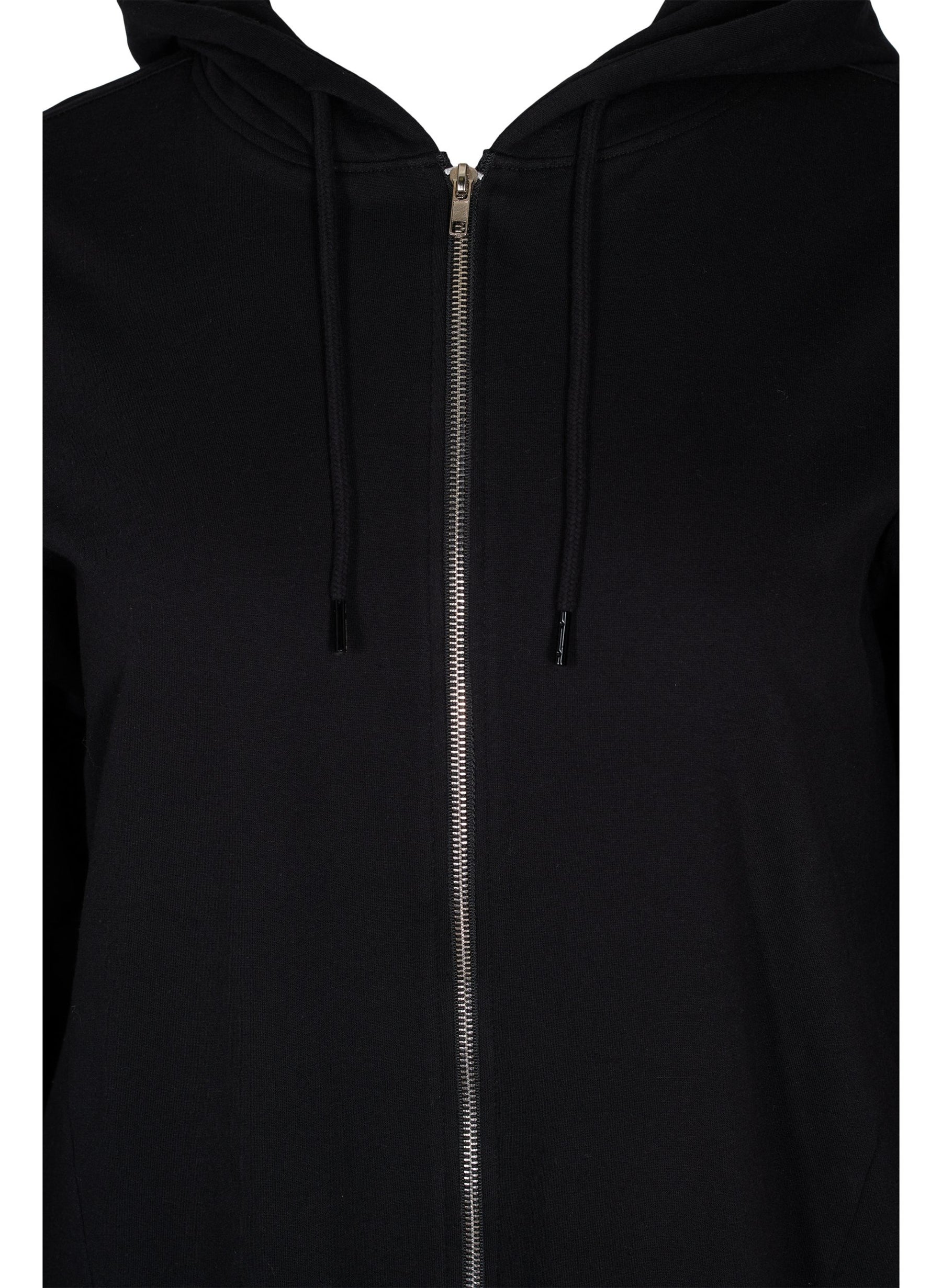 Zizzi Shelly Longline Hoodie in Black