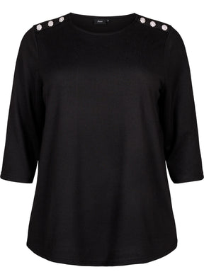 Zizzi Lucca Button Shoulder Jumper in Black