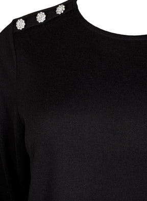 Zizzi Lucca Button Shoulder Jumper in Black