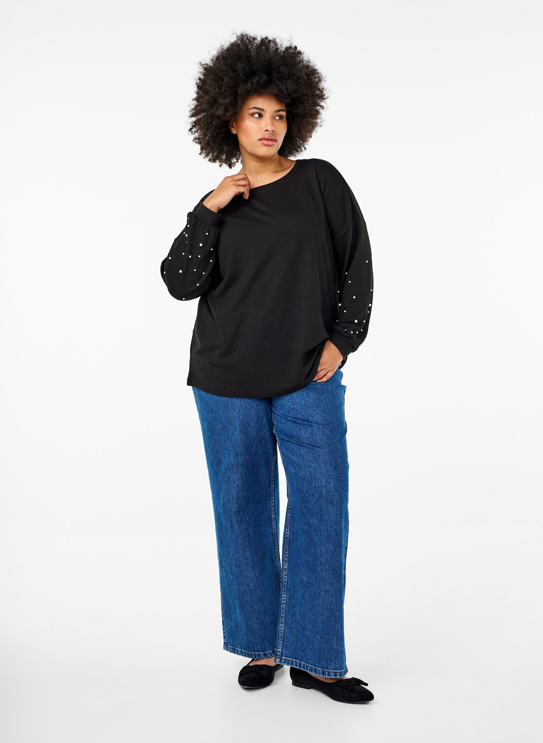 Zizzi Lucca Pearl Sleeve Knit Jumper