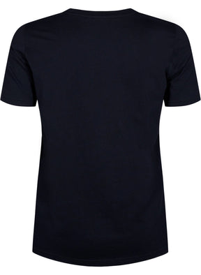 Zizzi Christmas Drinks T-Shirt in Black