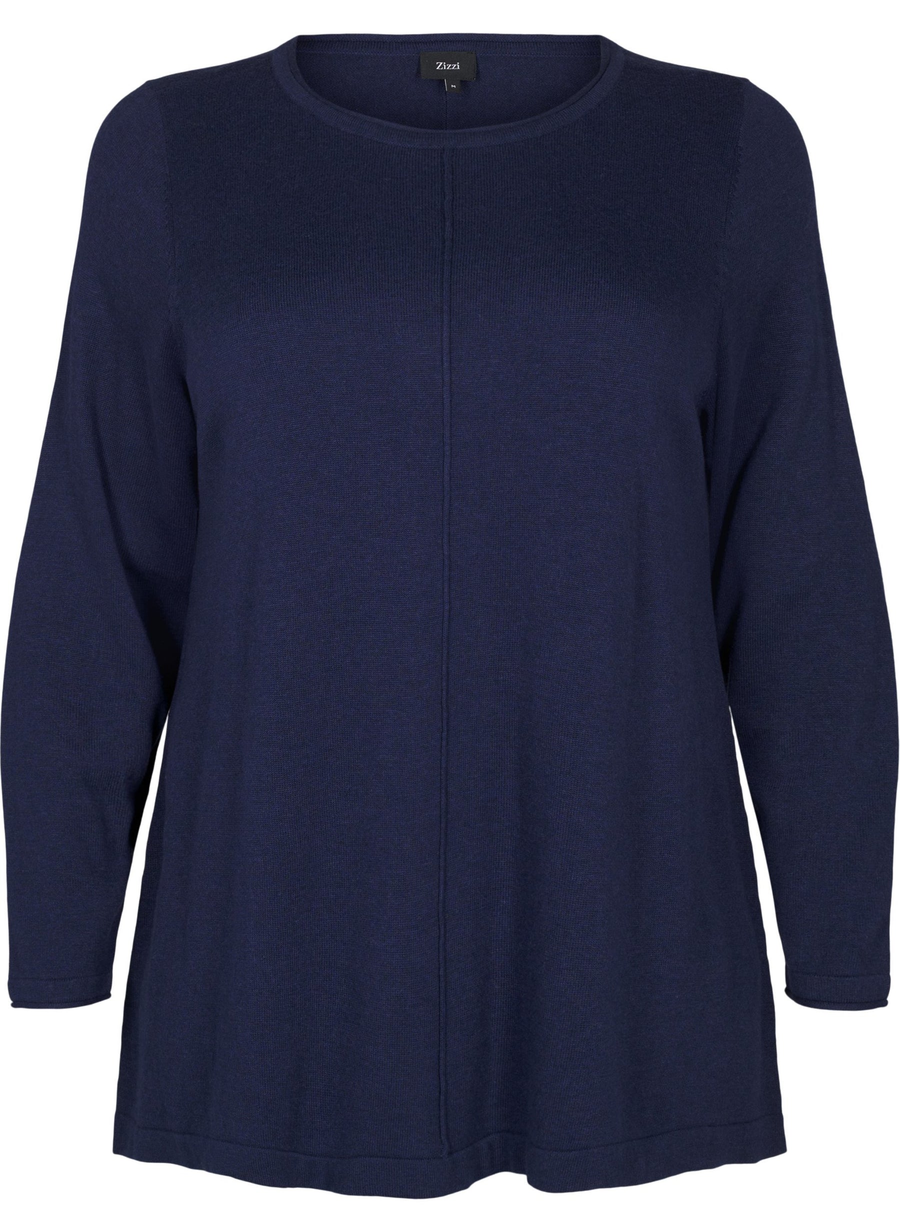 Zizzi Shape Knit Blouse in Navy