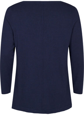 Zizzi Shape Knit Blouse in Navy