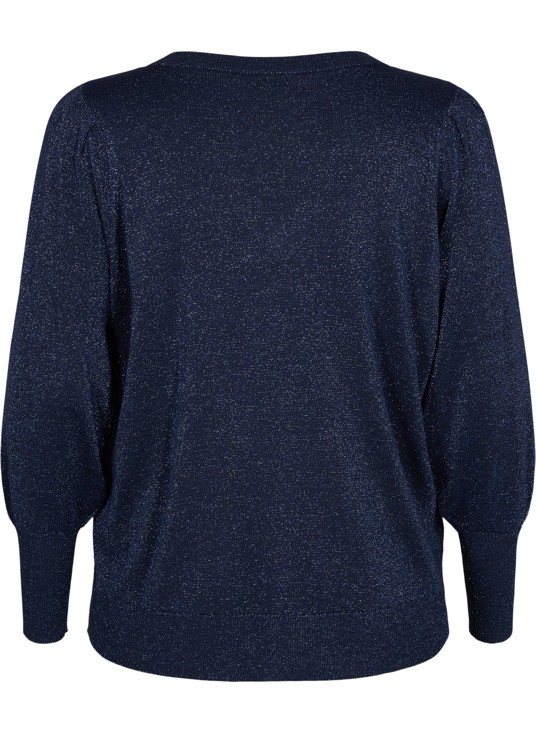 Zizzi Shimmer Knit Jumper in Navy