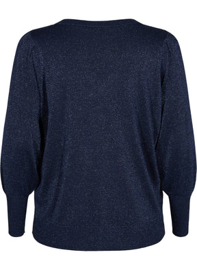 Zizzi Shimmer Knit Jumper in Navy