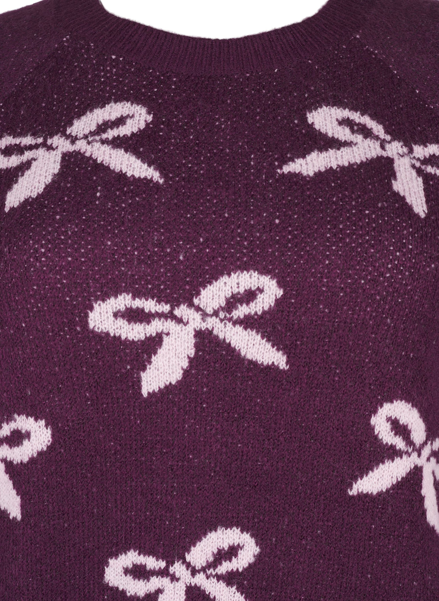 Zizzi Bowy Knit Jumper in Purple