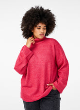 Zizzi Vista Turtleneck Jumper in Pink