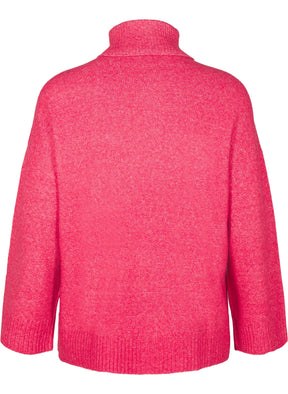 Zizzi Vista Turtleneck Jumper in Pink