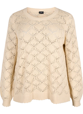 Zizzi Daisy Knit Blouse in Beige