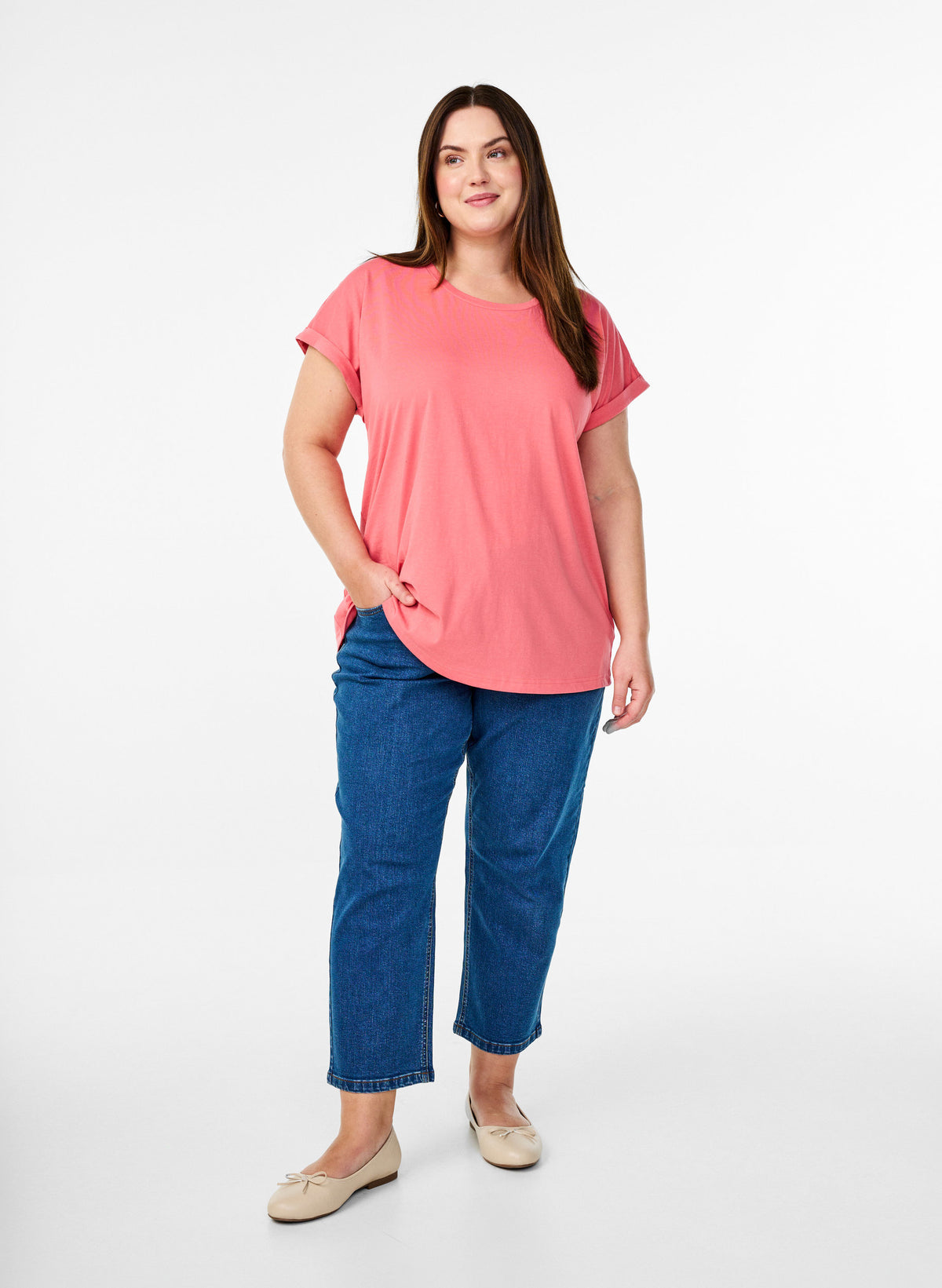 Zizzi Katja T-Shirt in Coral