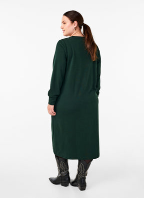 Zizzi Sia Sweater Dress in Green