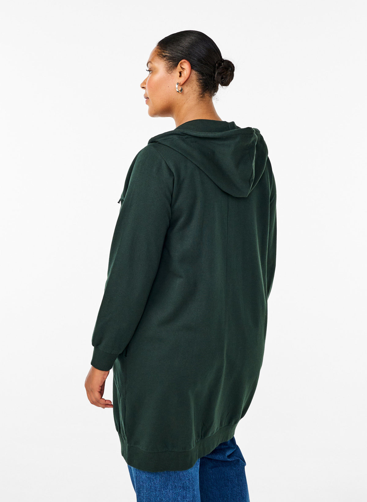 Zizzi Shelly Longline Hoodie in Green