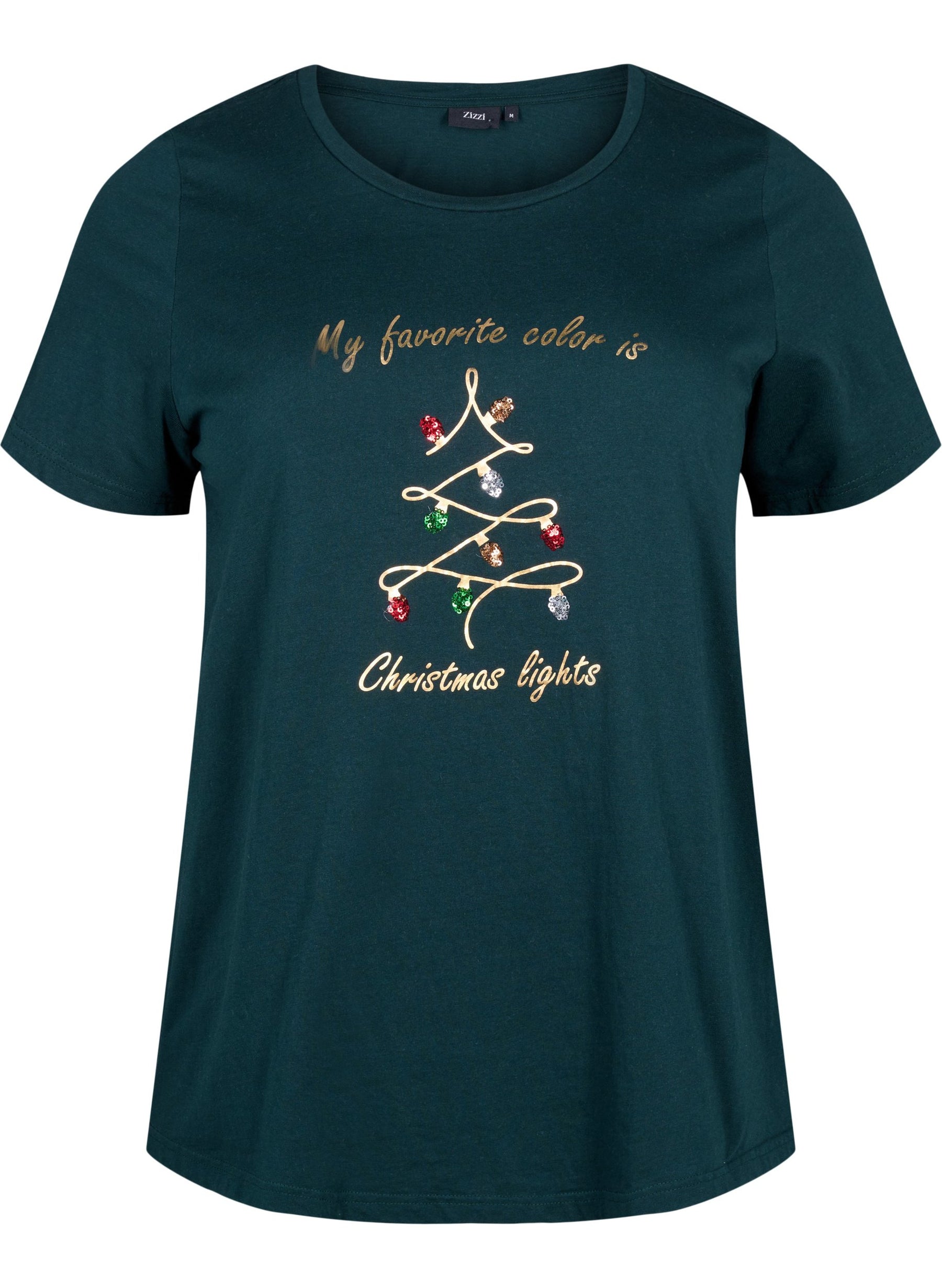 Zizzi Christmas Tree T-Shirt in Green