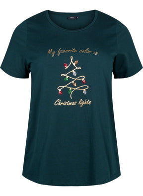 Zizzi Christmas Tree T-Shirt in Green