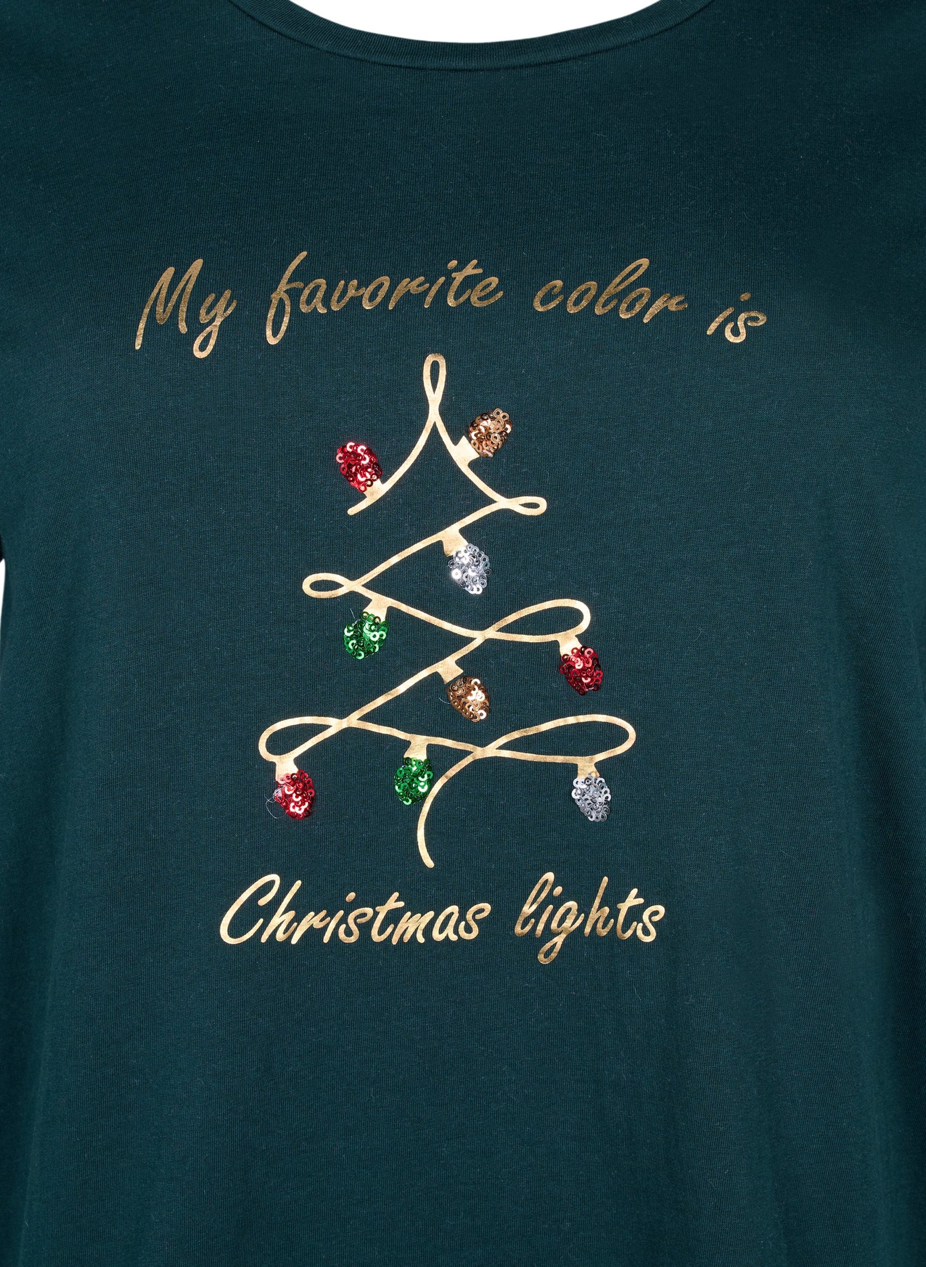 Zizzi Christmas Tree T-Shirt in Green