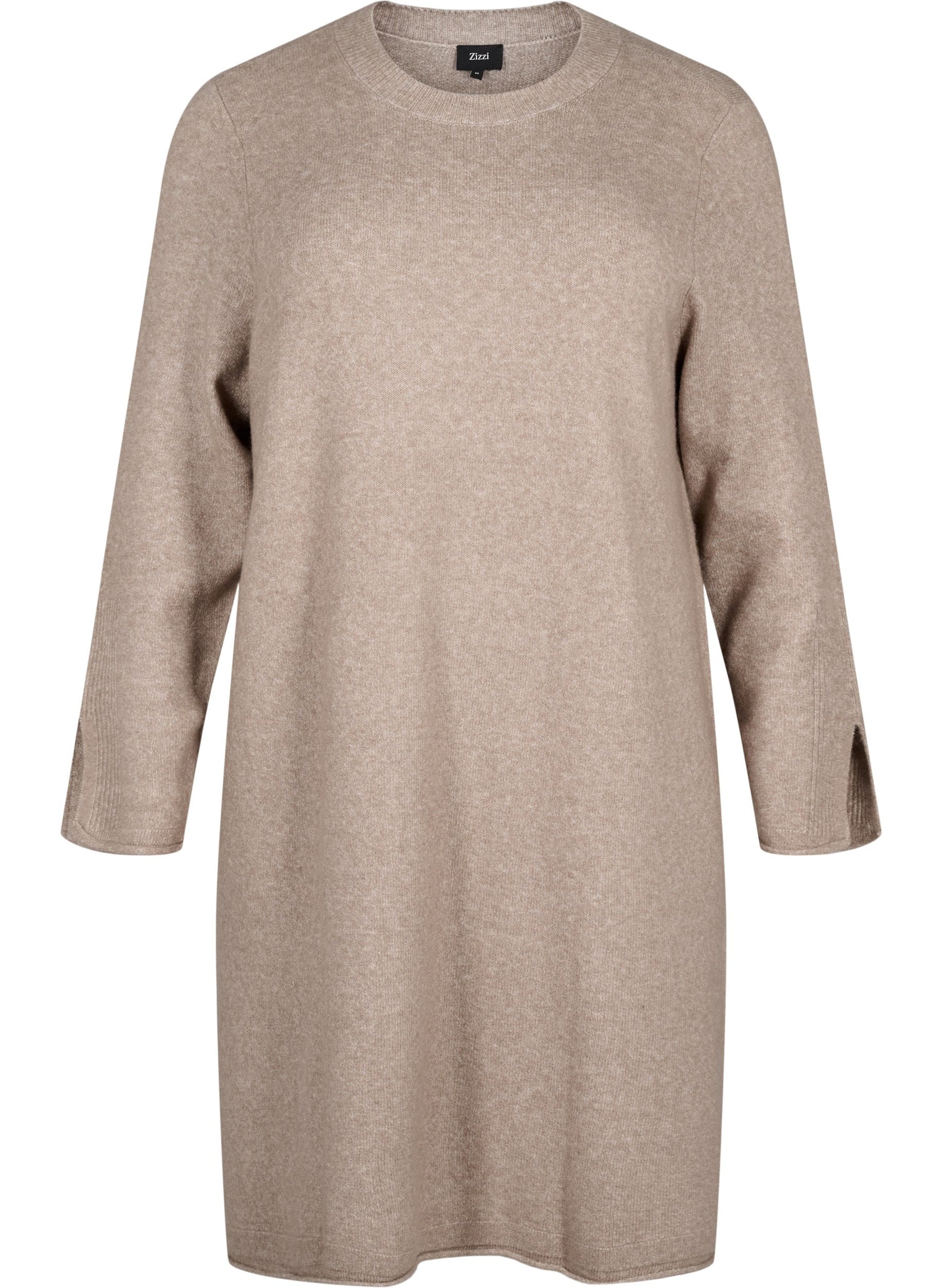 Zizzi Vista Knit Dress in Taupe