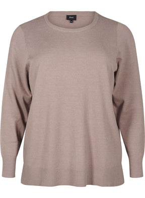 Zizzi Ella Soft Knit Jumper in Taupe