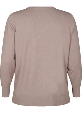 Zizzi Ella Soft Knit Jumper in Taupe