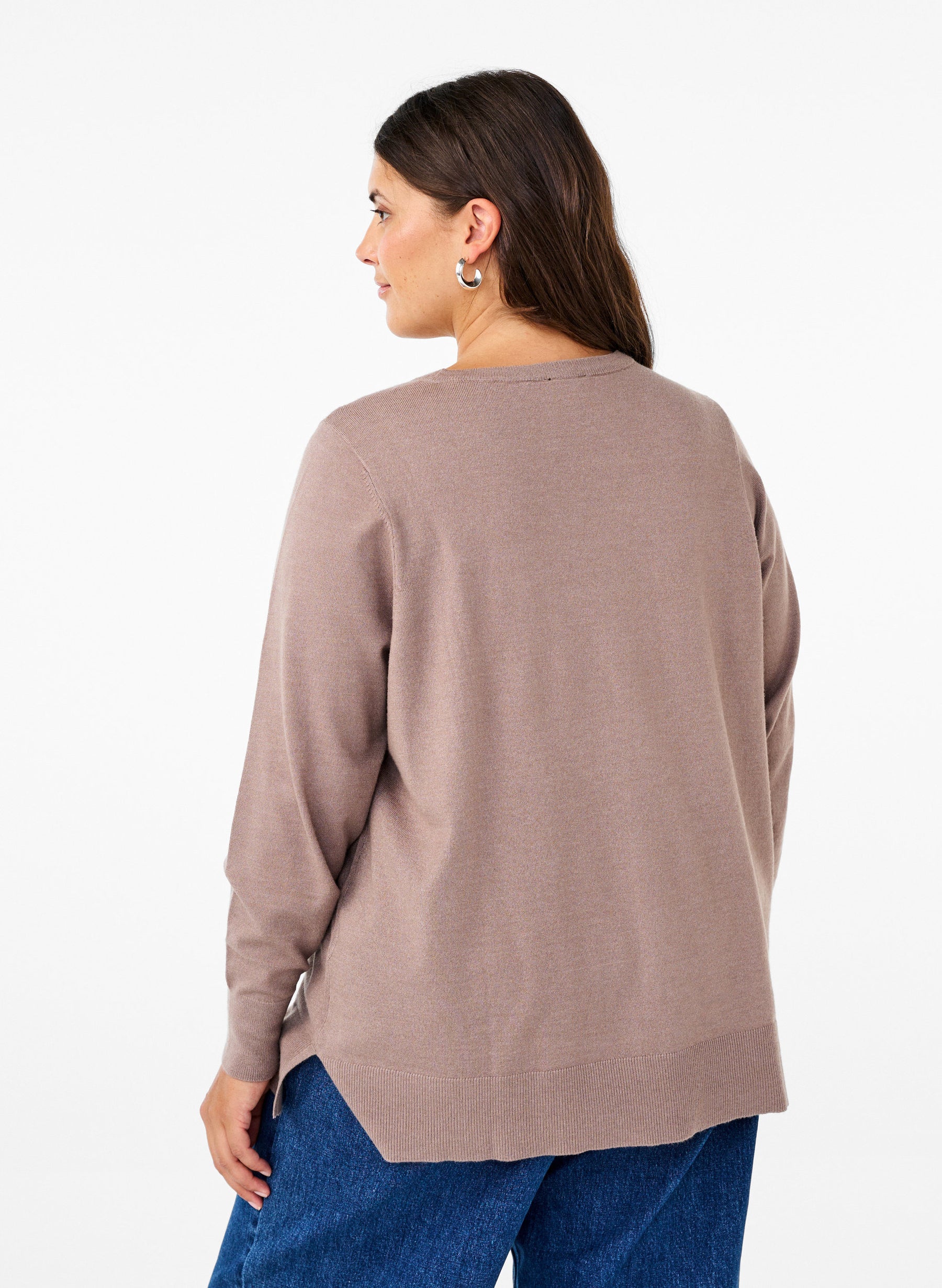 Zizzi Ella Soft Knit Jumper in Taupe