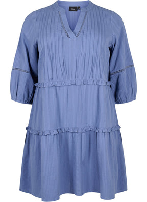 Zizzi Lise Cotton Dress in Blue