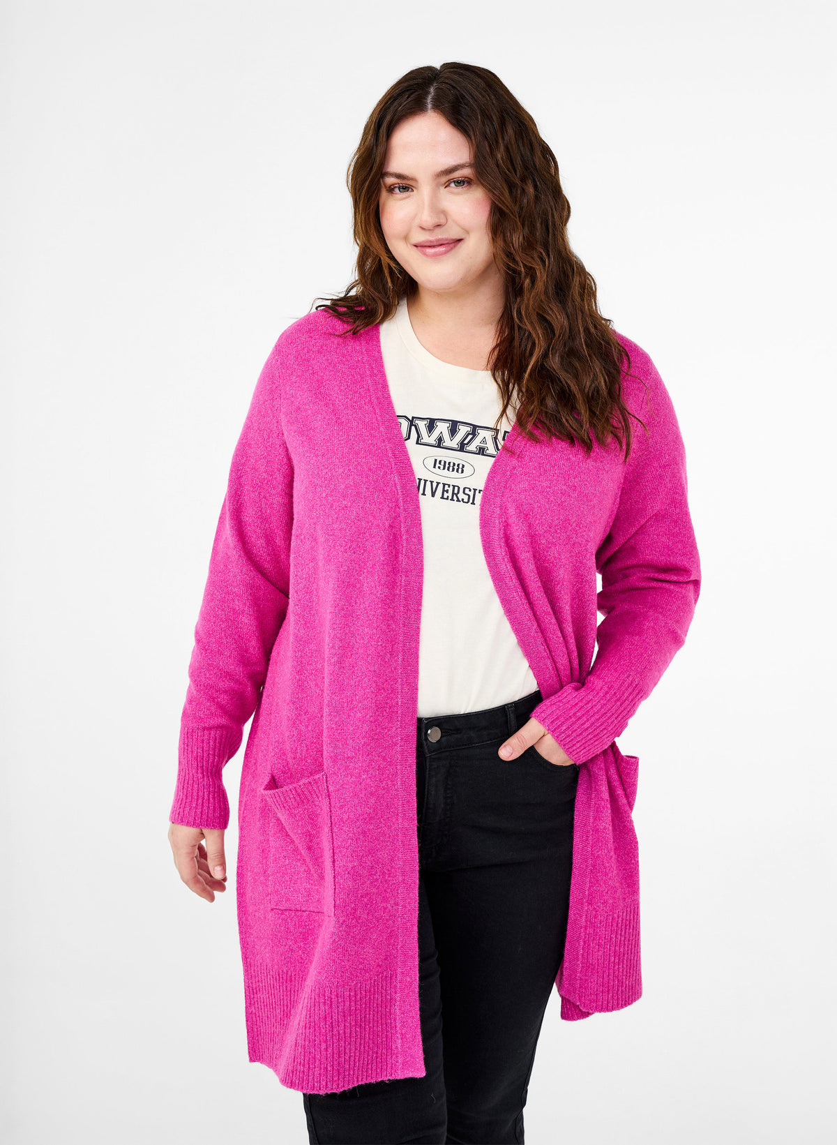 Zizzi Sunny Cardigan in Pink