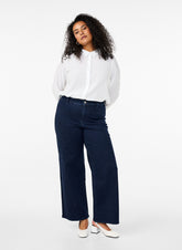 Zizzi Selina Wide Leg Jean in Dark Blue Denim