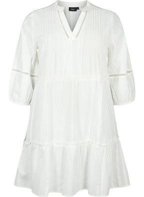 Zizzi Lise Cotton Dress in White