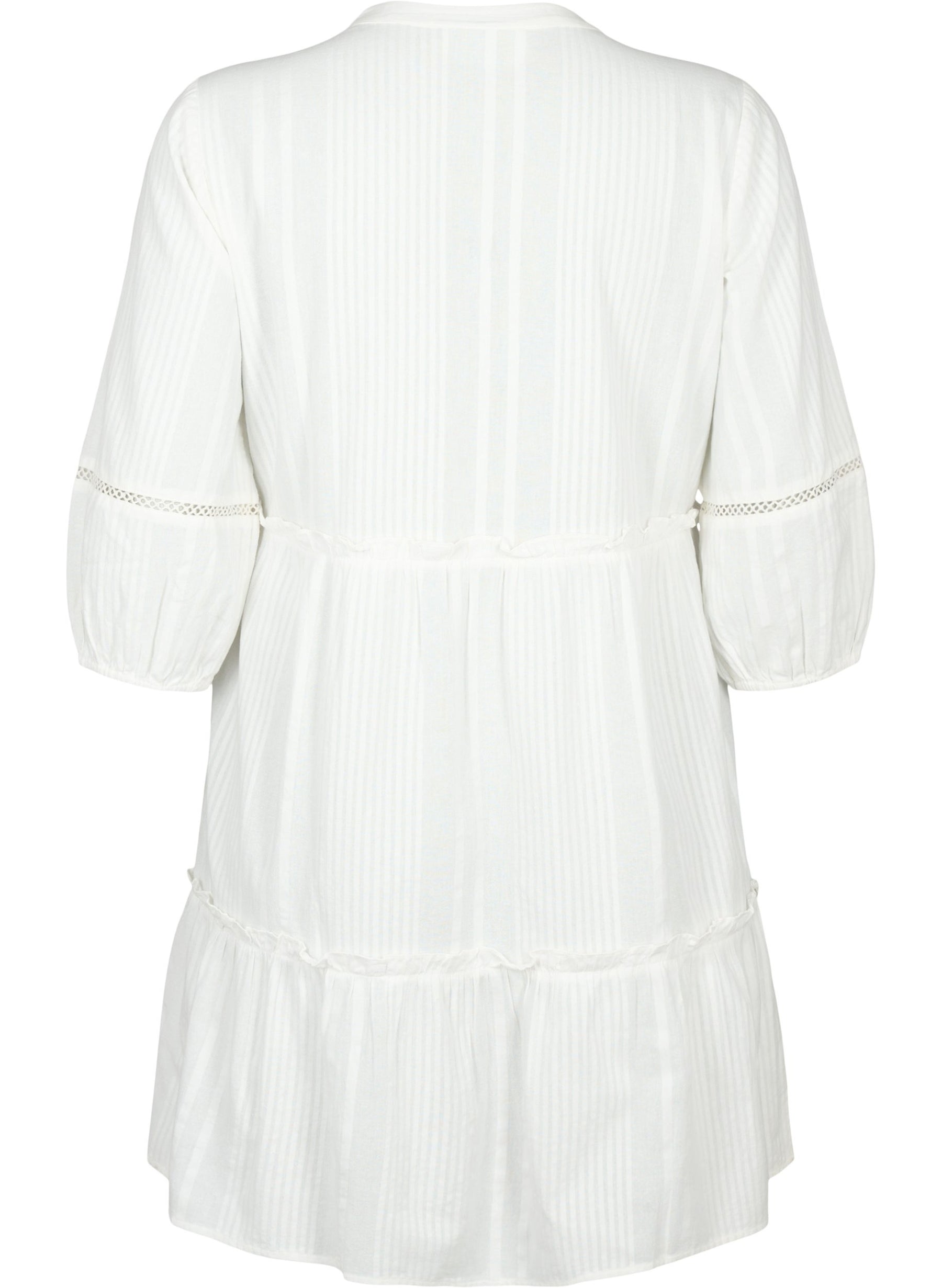 Zizzi Lise Cotton Dress in White