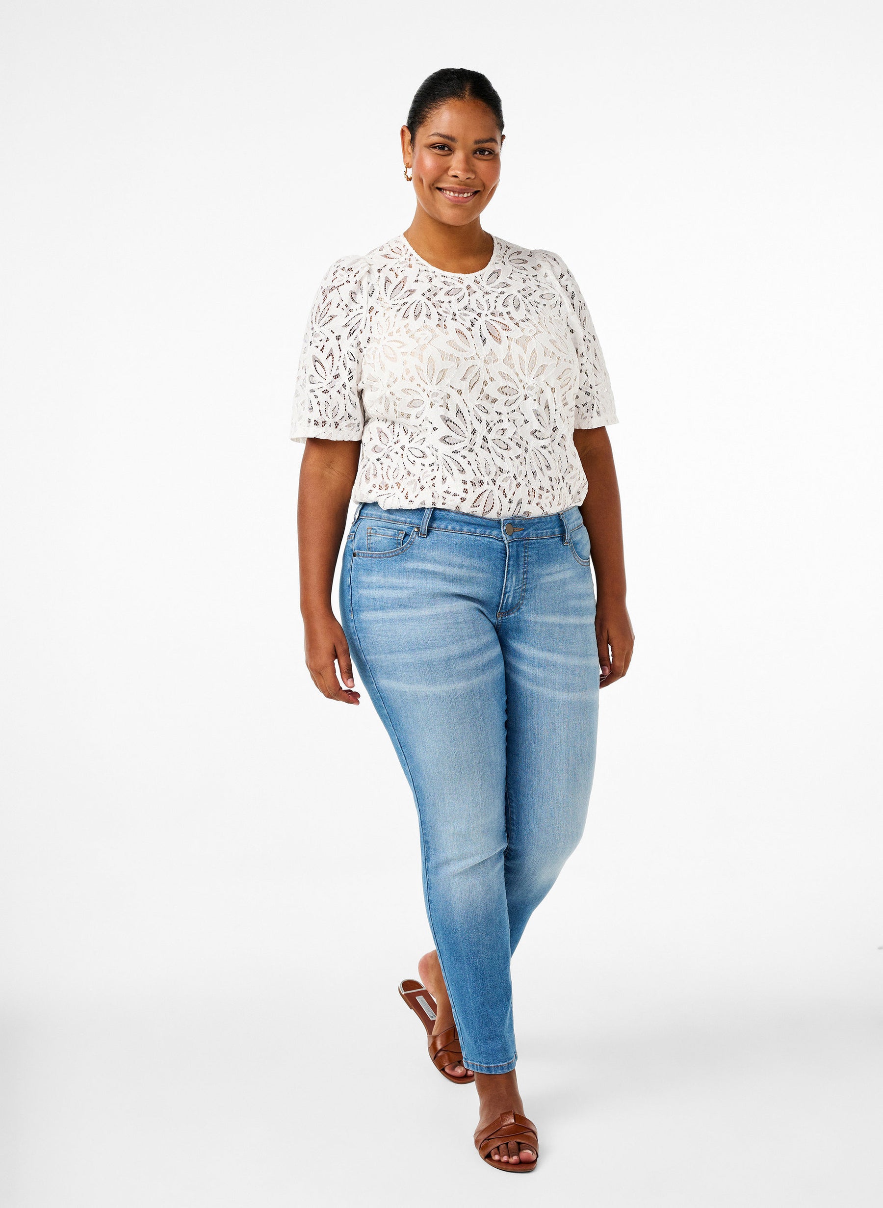 Zizzi Larasy Lace Blouse in White