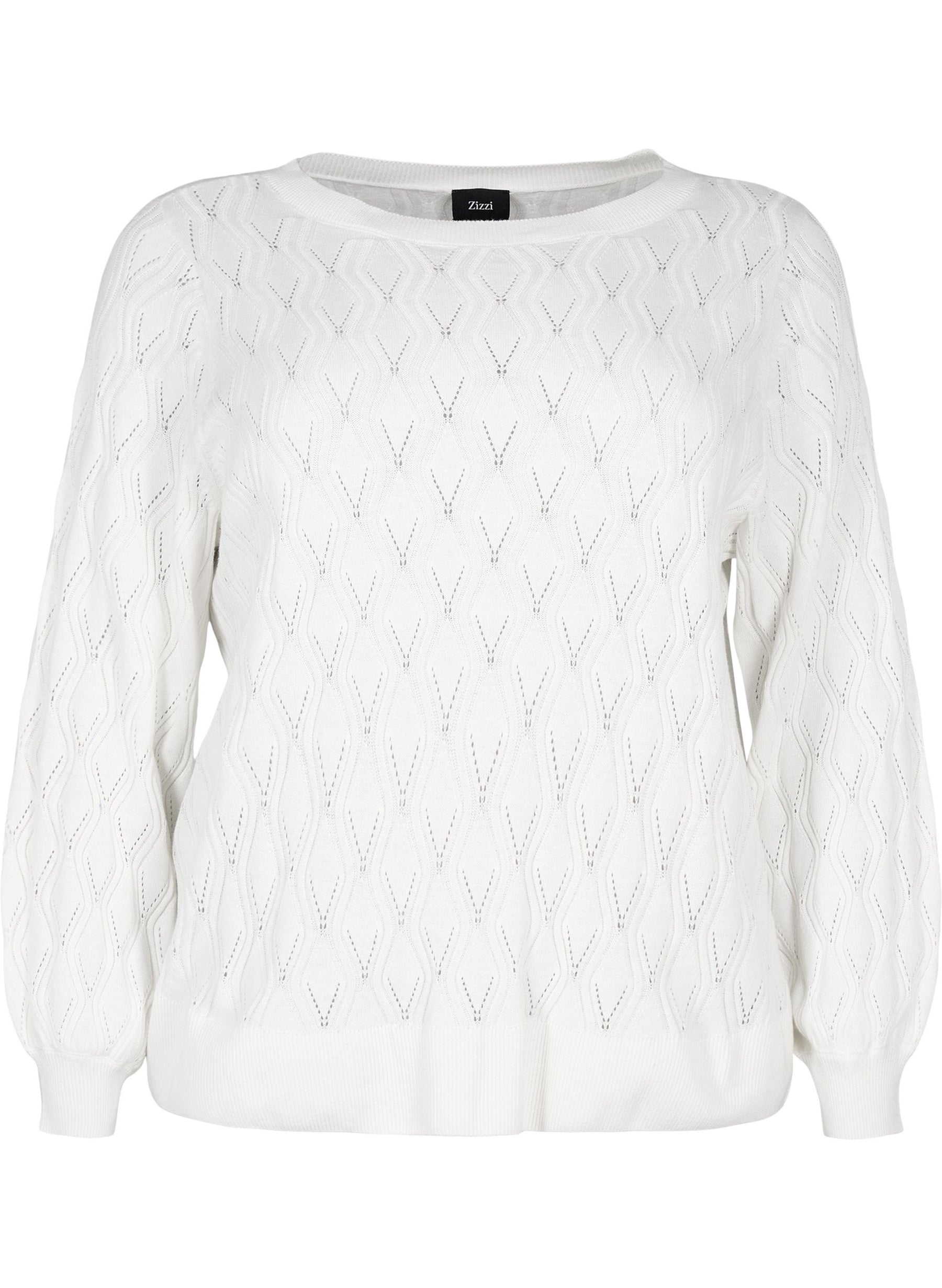 Zizzi Knitted Pullover in White Clothing Size | Plus