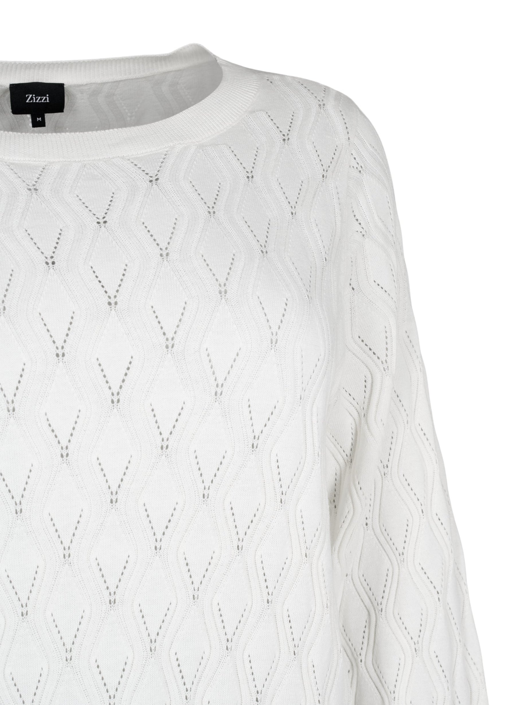 Zizzi Knitted Pullover in Clothing White | Size Plus