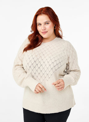 Zizzi Sunny Cream Knit Jumper