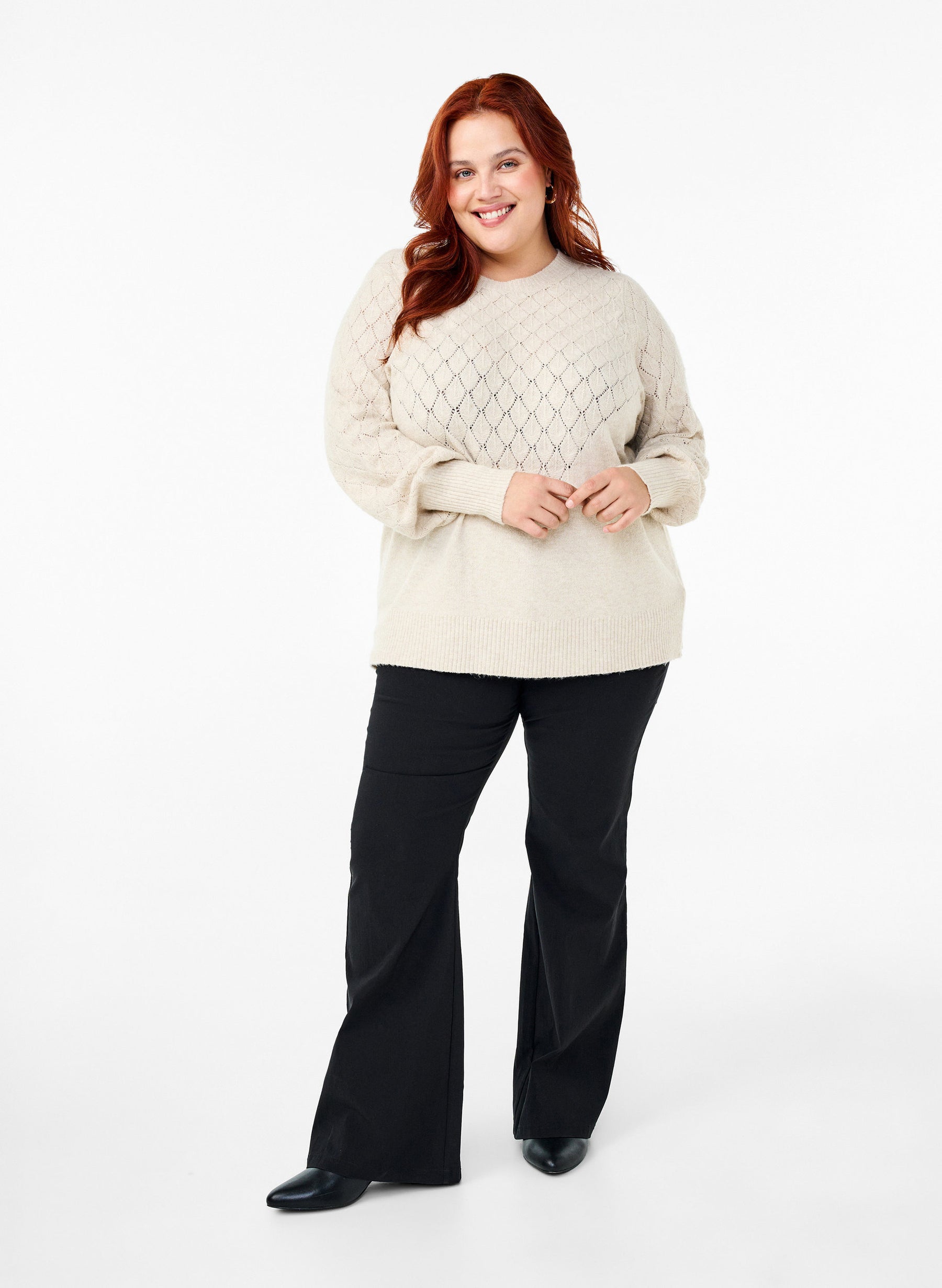 Zizzi Sunny Cream Knit Jumper