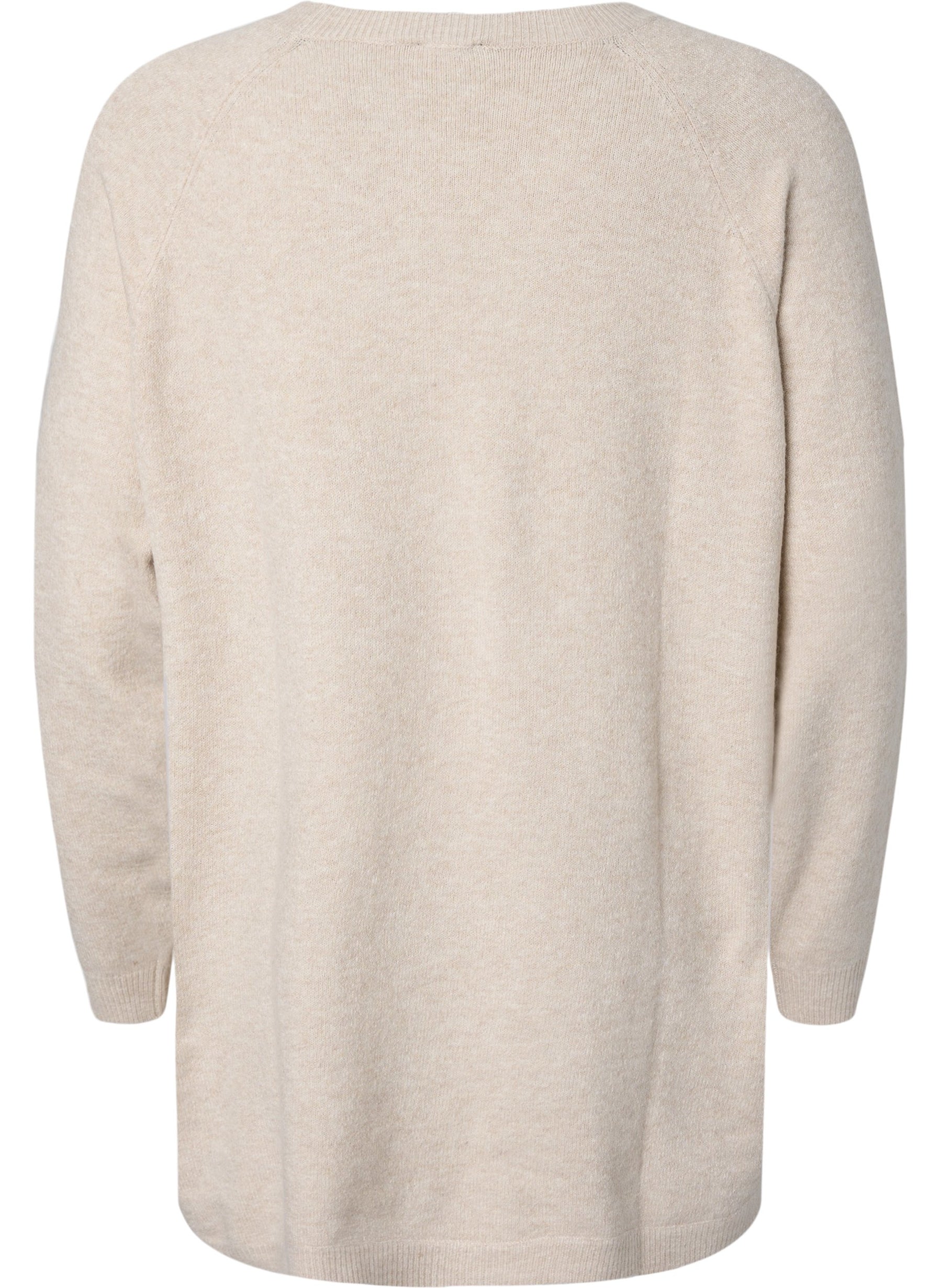 Zizzi Sunny Pearl Button Jumper in Beige