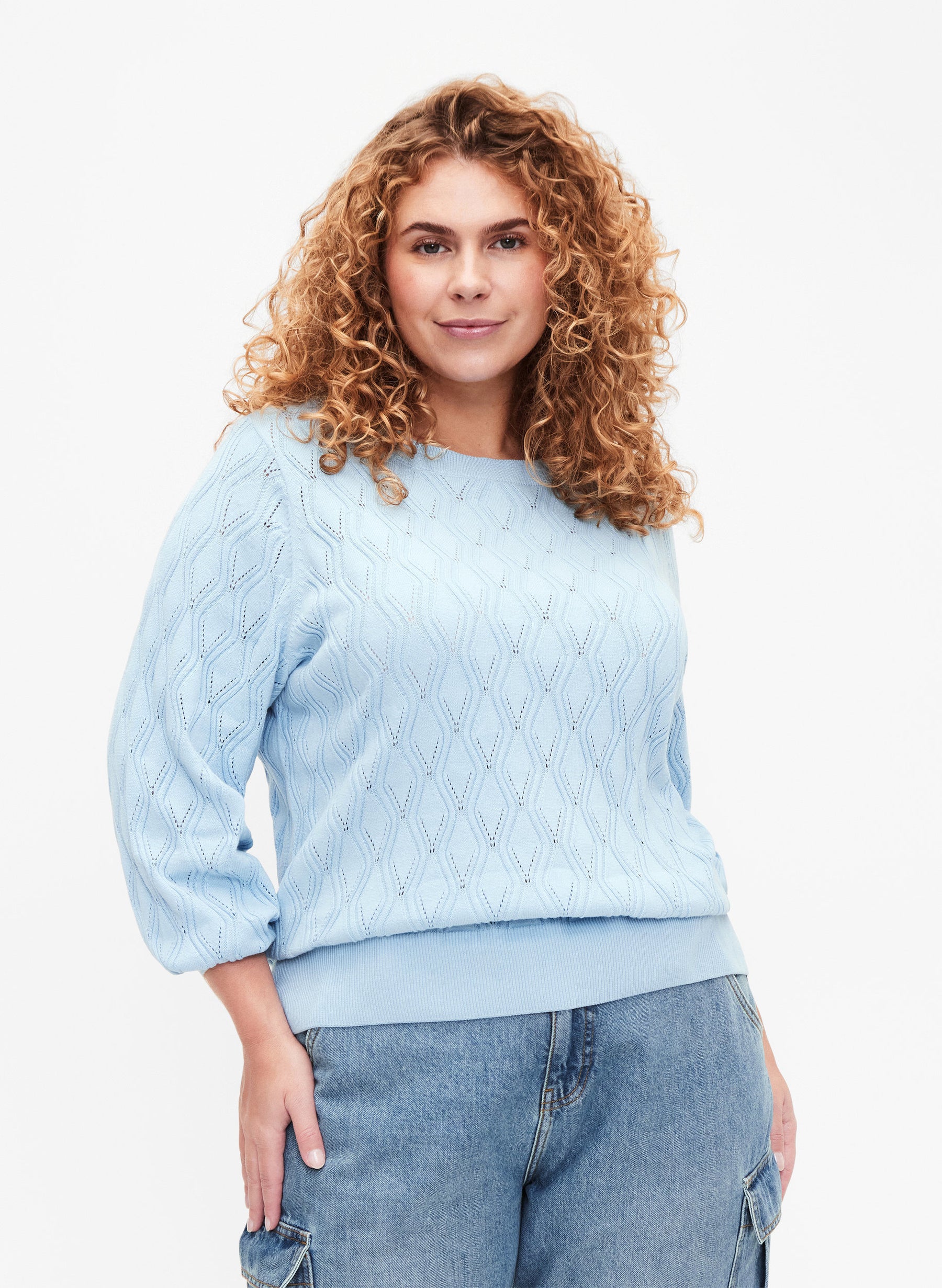 Zizzi Knitted Pullover in Blue | Size Plus Clothing