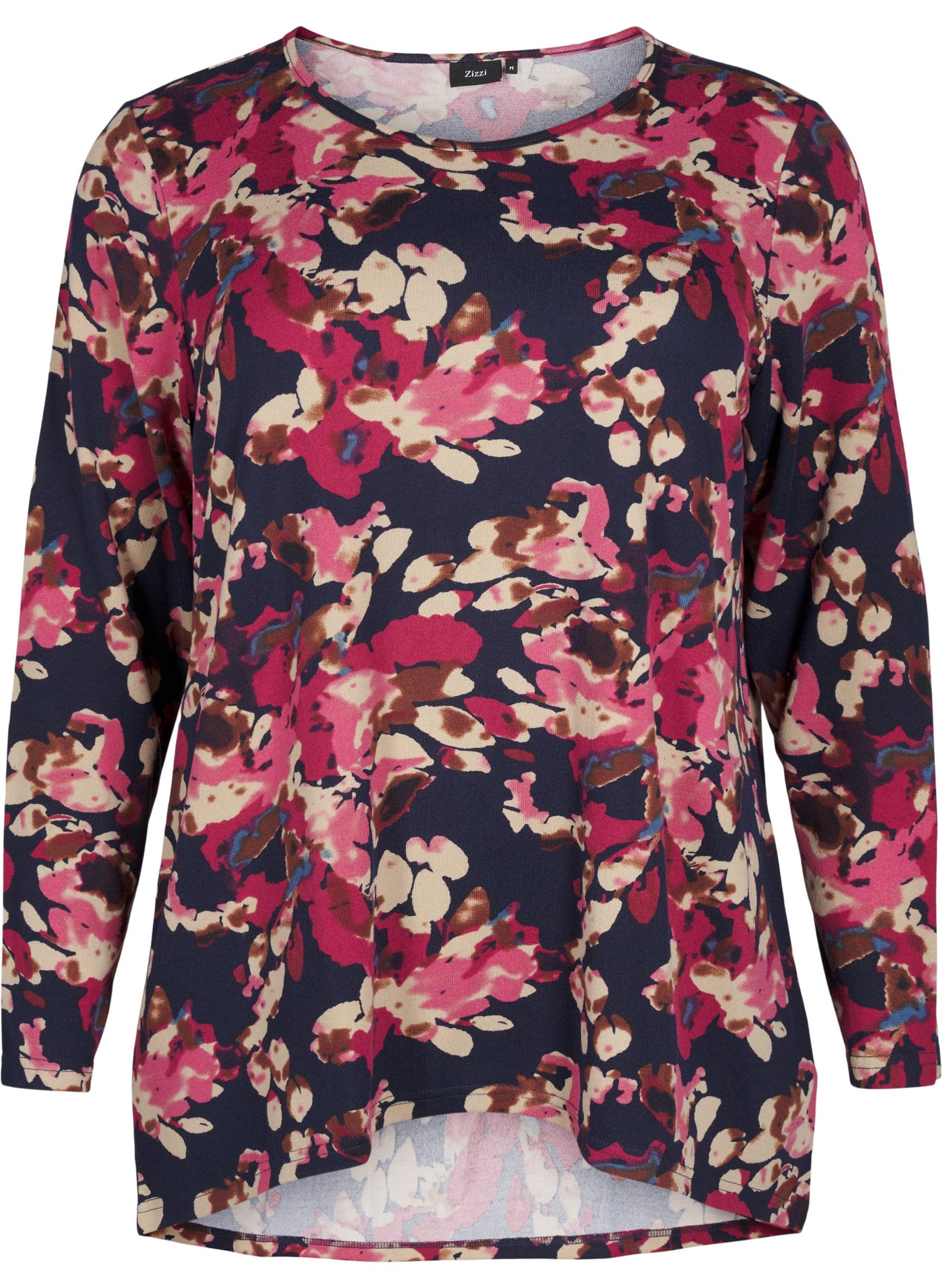 Zizzi Lucca Floral Blouse in Navy