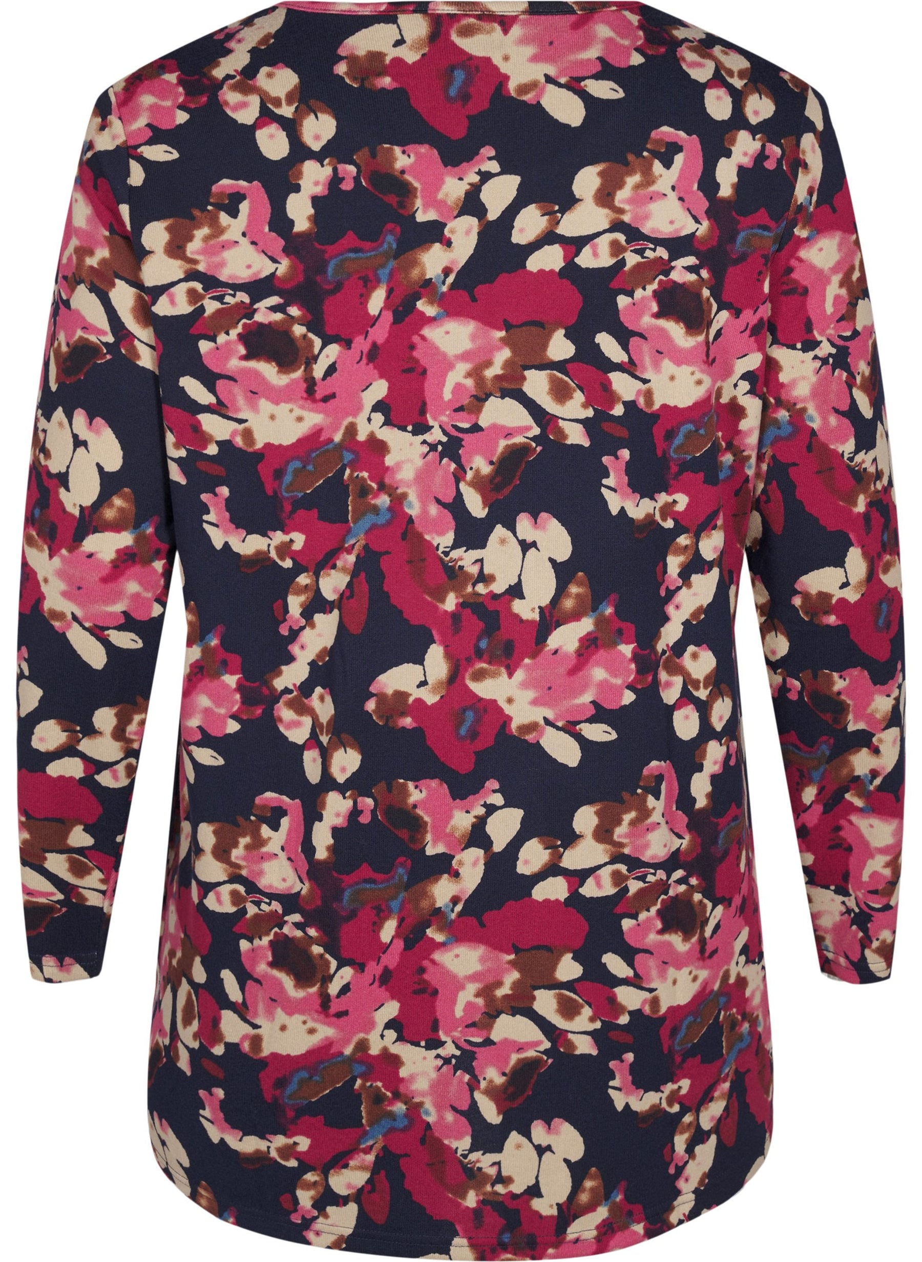 Zizzi Lucca Floral Blouse in Navy