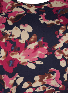 Zizzi Lucca Floral Blouse in Navy