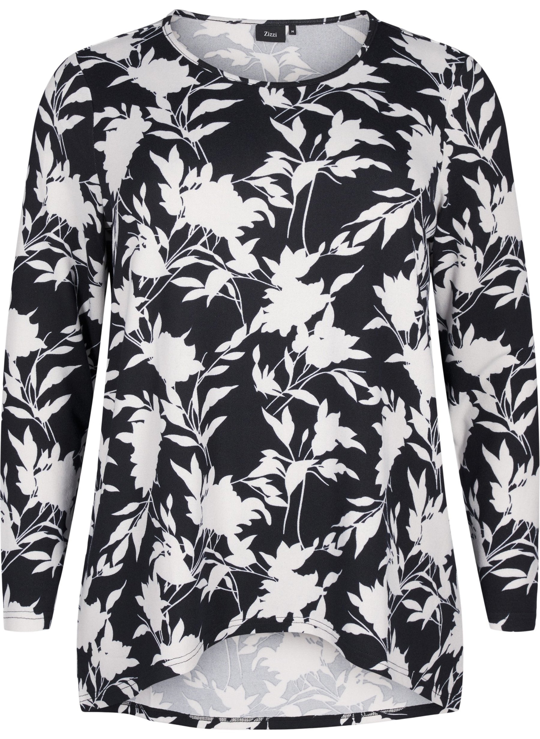 Zizzi Lucca Leaf Top in Navy and White