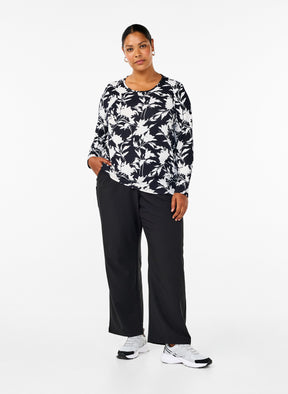 Zizzi Lucca Leaf Top in Navy and White