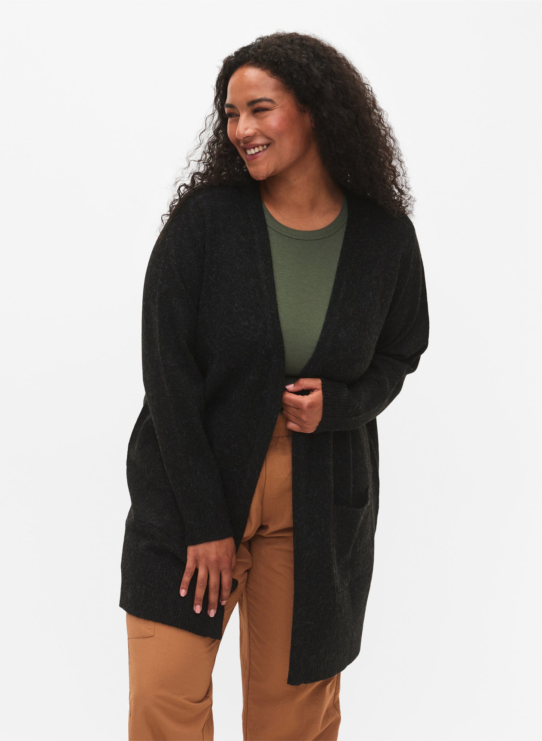 Zizzi Sunny Cardigan in Dark Grey