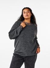 Zizzi Maya Knit Jumper in Dark Grey