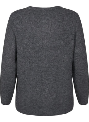 Zizzi Maya Knit Jumper in Dark Grey