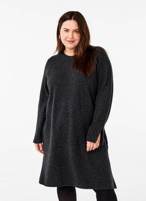 Zizzi Vista Knit Dress in Dark Grey