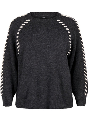 Zizzi Stitch Jumper in Grey