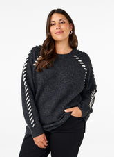 Zizzi Stitch Jumper in Grey