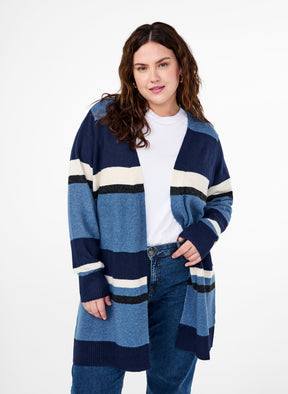 Zizzi Sunny Cardigan in Blue Stripe