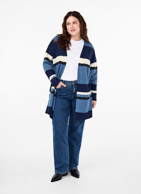 Zizzi Sunny Cardigan in Blue Stripe